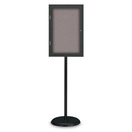 United Visual Products Corkboard, Double Door, Radius Frame, 60x36", Black/Black Rubber UV7004-BLACK-RUBBER